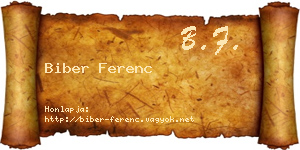 Biber Ferenc névjegykártya